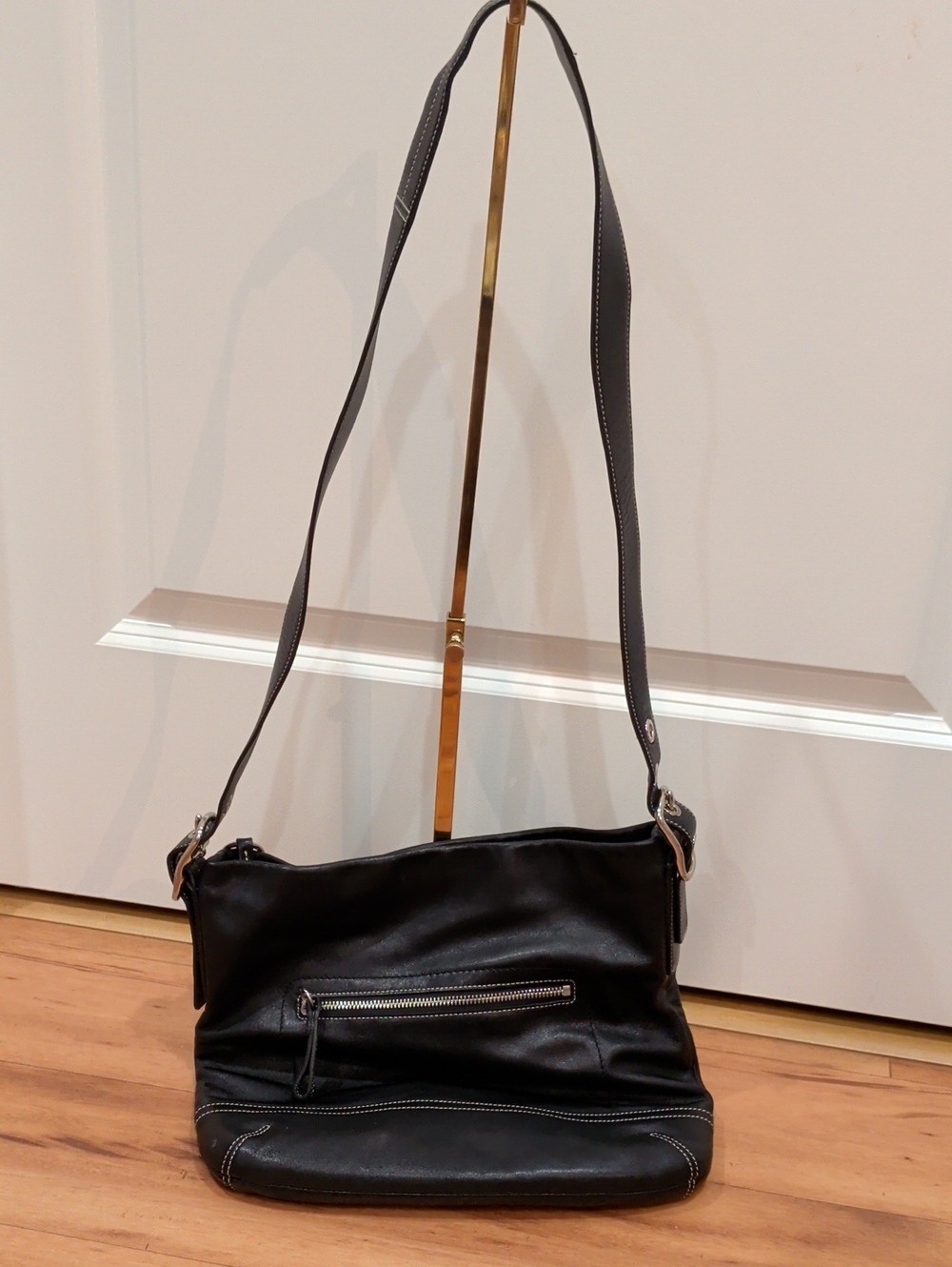 Vintage Coach Legacy / Soho Hobo Slim Duffle Black Leather Shoulder Bag Purse - Picture 5 of 13